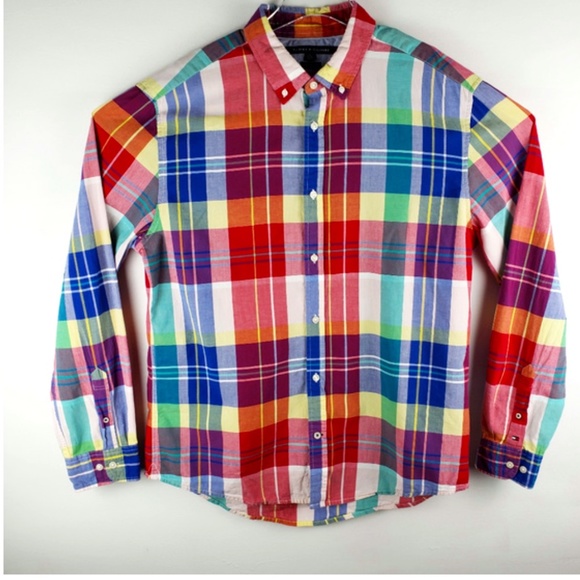 Tommy Hilfiger Custom Fit long sleeve Plaid Shirt in Size XL - Picture 1 of 9